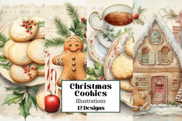 12 Christmas Cookies Holiday Illustrations for Festive Crafts