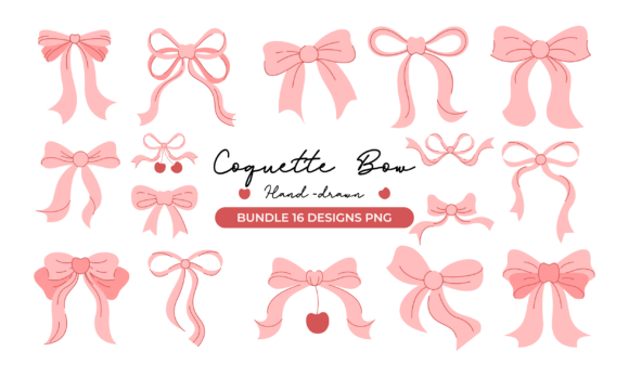16 Coquette Bow PNG Bundle: Vintage Charm for Modern Projects