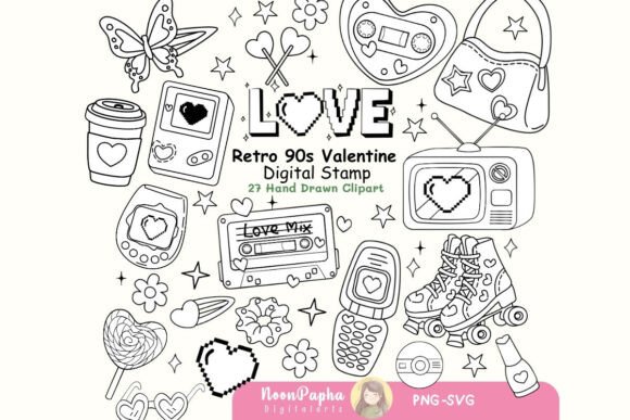 90s Digital Aesthetic Digital Stamp: A Retro Love Letter