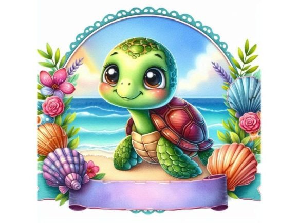 A Cute Turtle with a Colorful Shell Fram: Design Ideas & Uses