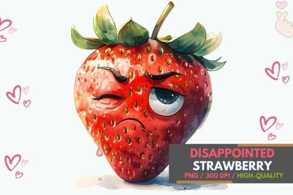 Adding Character with a Disappointed Strawberry Cartoon PNG