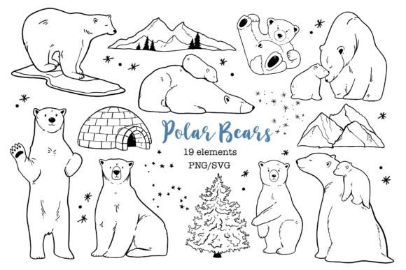 Adorable Polar Arctic Bear Clipart for Your Winter Projects
