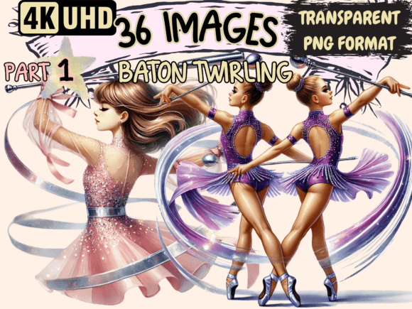 Baton Twirling Clipart P1: Infusing Motion into Your Designs