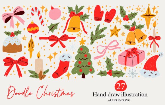 Bring Joyful Whimsy to Holiday Projects with the Doodle Christmas Clipart Set