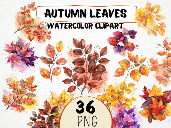 Capturing Autumn's Charm: Watercolor Leaves Clipart Bundle