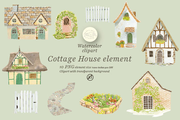 Designing with Charm: The Watercolor Cottage House Element Pack
