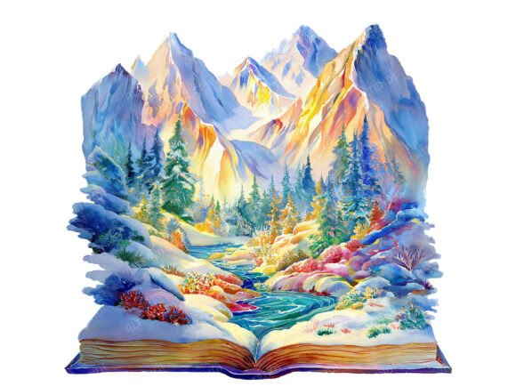 Enchant Your Designs with Watercolor Winter Fantasy Books Clipart