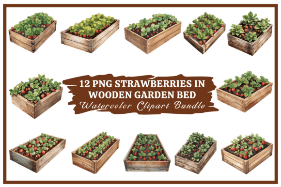 Fresh Garden Charm: Strawberry Watercolor Clipart Bundle #23