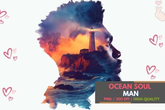 Guiding Light Man Double Exposure Art: A Surreal Design Asset