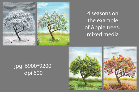The Apple Tree Through Four Seasons: A Mixed Media Study