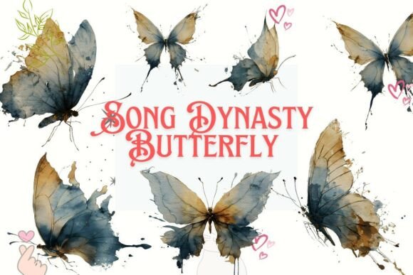 Timeless Elegance: Abstract Song Dynasty Butterfly PNG Art for Modern Creatives