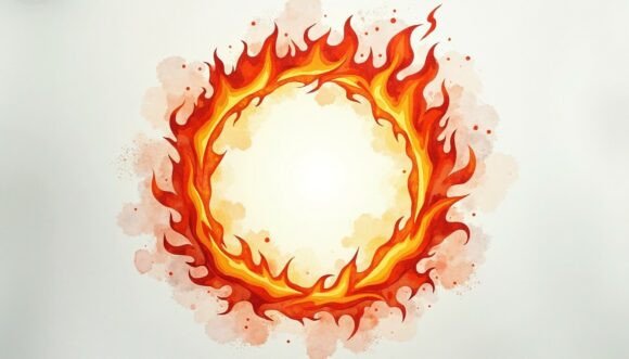Unleash Energy: Magic Circle with Fire Around Edges