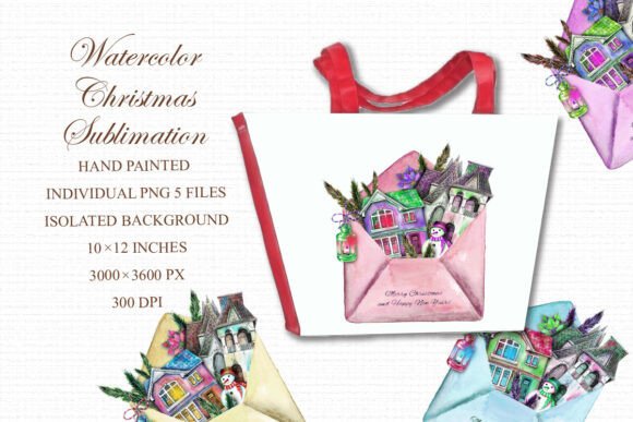 Watercolor Christmas Sublimation, PNG: Festive Digital Art