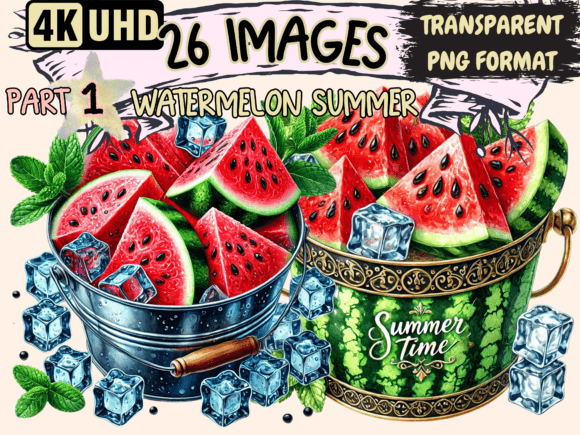 Watermelon Summer Clipart P1: A Sweet Design Asset
