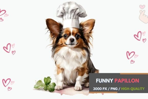 Whimsical Papillon Chef Illustration for Creative Projects