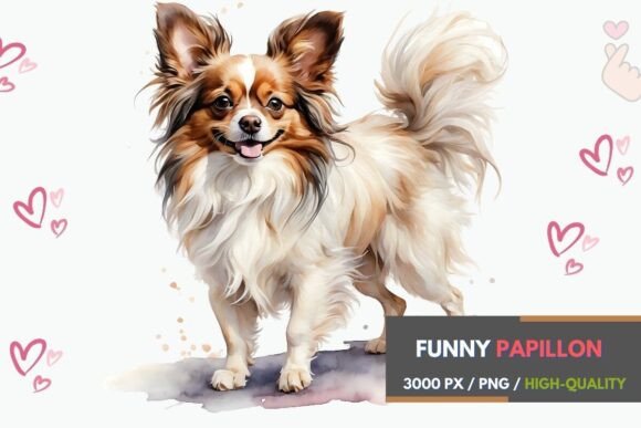 Whimsical Papillon Dog Clipart for Creative Projects