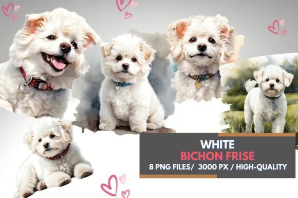 White Bichon Frise Watercolor Clipart: A Designer's Delight