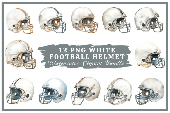 White Football Helmet Watercolor Bundle: Creative Design Guide